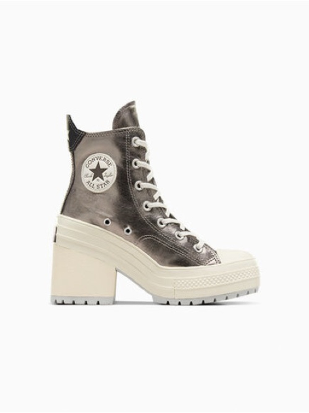 Converse Womens 7.5 Chuck 70 De Luxe Heel Gunmetal Metallic Sneaker Cyberpunk